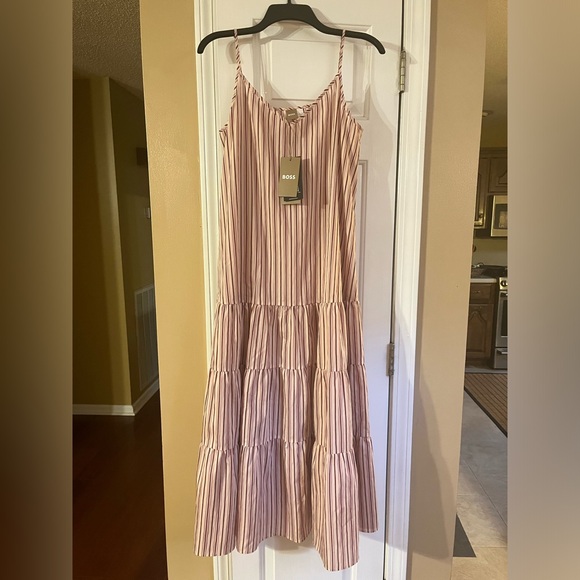 BOSS Cara Tiered Stripes Spaghetti Straps Midi Sundress - Picture 4 of 9